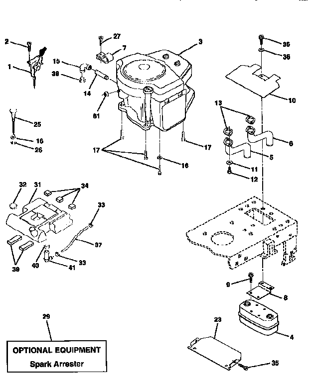 Engine Diagram and Parts List for HD19H42A  Weed Eater Lawn Tractor